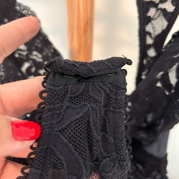 Free People Black Lace Bodysuit Womens Small Speed Date Strappy Lingerie NWT - Picture 5 of 9